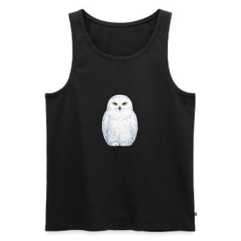 Illustration aquarelle de la chouette blanche - Débardeur bio Premium Homme - noir - Devant - Michal (187cm)