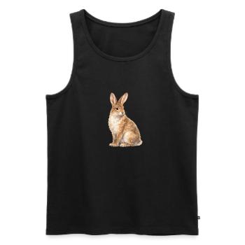 Watercolor Rabbit Motif - Men's Premium Organic Tank Top - black - Front - Michal (187cm)