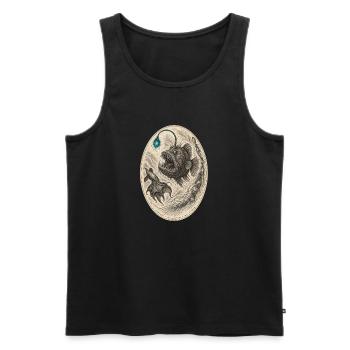 Monstre des profondeurs marines – illustration - Débardeur bio Premium Homme - noir - Devant - Michal (187cm)