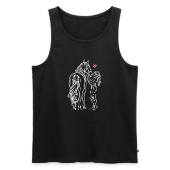 Cavalière de poney montée à cheval - Débardeur bio Premium Homme - noir - Devant - Michal (187cm)