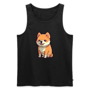 Cute Shiba Inu Dog - Anime Shirt - Men's Premium Organic Tank Top - black - Front - Michal (187cm)