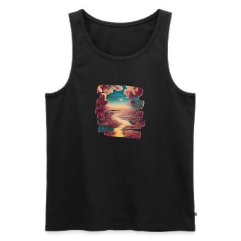 Fluss Wolken Traumwelt - Männer Premium Bio Tank Top - Schwarz - Vorne - Michal (187cm)