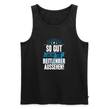 REITLEHRER - Männer Premium Bio Tank Top - Schwarz - Vorne - Michal (187cm)