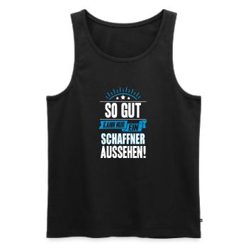 SCHAFFNER - Männer Premium Bio Tank Top - Schwarz - Vorne - AI Model Male 178 light (178cm)