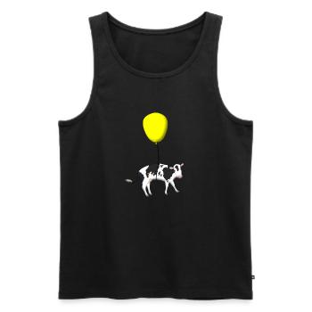Eine Kuh hängt an einem Ballon - Männer Premium Bio Tank Top - Schwarz - Vorne - Michal (187cm)