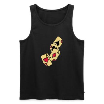 Poker Cards Game Ace Heart Spade Cross Caro Tattoo - Débardeur bio Premium Homme - noir - Devant - AI Model Male 178 light (178cm)