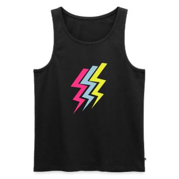 Drei Blitze - Three Thunderbolts - Männer Premium Bio Tank Top - Schwarz - Vorne - AI Model Male 178 light (178cm)