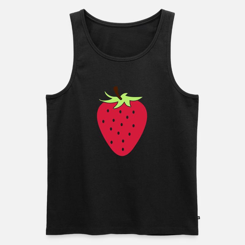 Erdbeere - Männer Premium Bio Tank Top - Schwarz