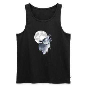Howling Wolf Full Moon Moon - Men's Premium Organic Tank Top - black - Front - Michal (187cm)