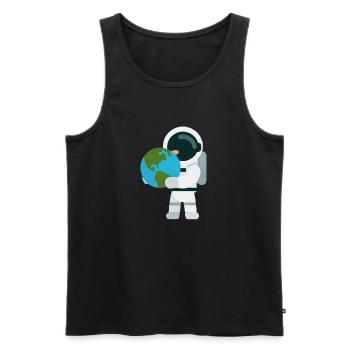Astronaut mit Erdkugel Geschenk für Astronauten - Männer Premium Bio Tank Top - Schwarz - Vorne - AI Model Male 178 light (178cm)