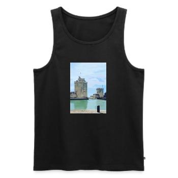 Design de la rochelle - Débardeur bio Premium Homme - noir - Devant - AI Model Male 178 light (178cm)
