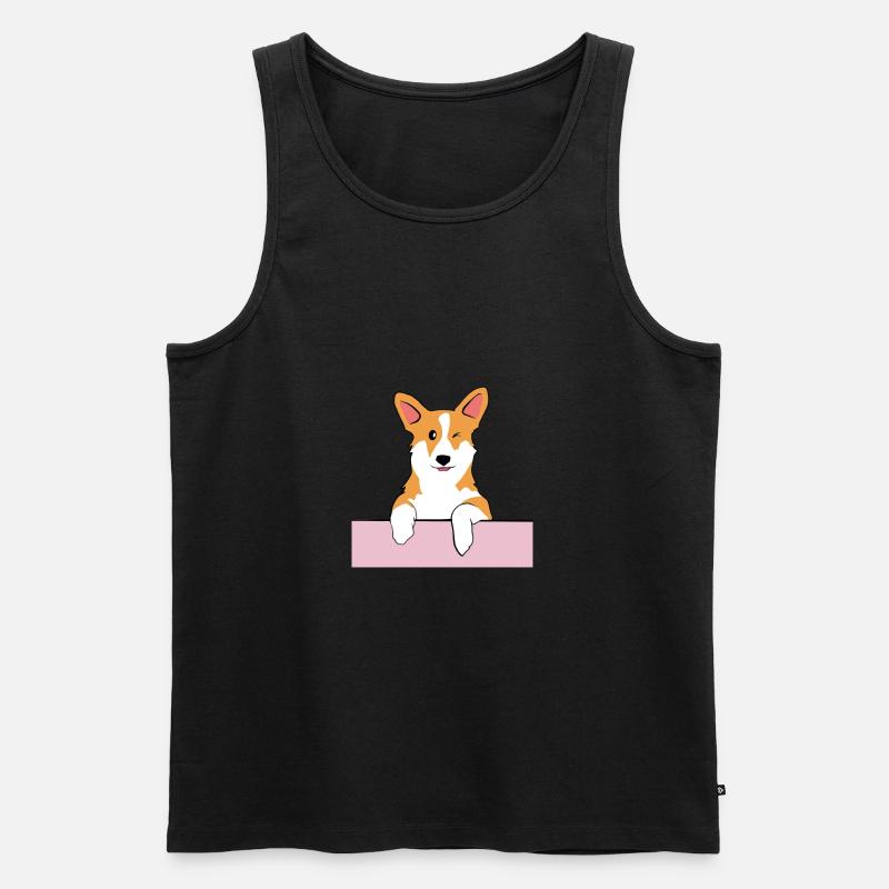 Corgi on a wall - Débardeur bio Premium Homme - noir