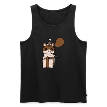 Geburtstag feiern Hamster Comic - Männer Premium Bio Tank Top - Schwarz - Vorne - AI Model Male 178 light (178cm)