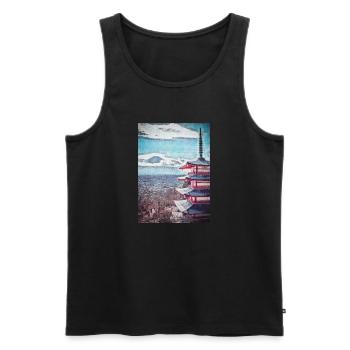Vintage Arakurayama Sengen Park Japanese Painting - Men's Premium Organic Tank Top - black - Front - AI Model Male 178 light (178cm)