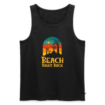 Plage juste arrière Dictons d’été Citations tropicales - Débardeur bio Premium Homme - noir - Devant - Michal (187cm)