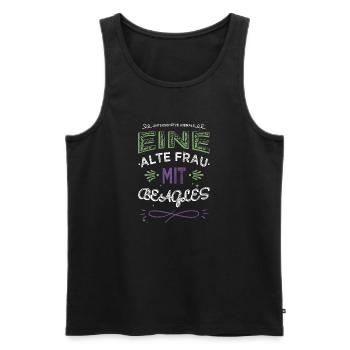 lustiger spruch woman bullterrier humor female oma - Männer Premium Bio Tank Top - Schwarz - Vorne - AI Model Male 178 light (178cm)