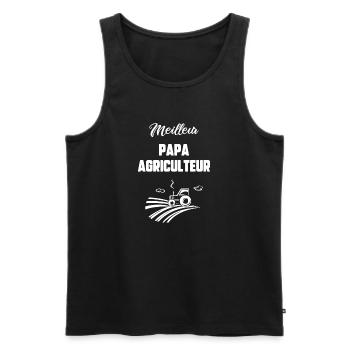 Meilleur papa agriculteur - Débardeur bio Premium Homme - noir - Devant - Michal (187cm)