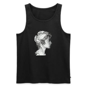 Une femme de dessin au trait - Débardeur bio Premium Homme - noir - Devant - AI Model Male 178 light (178cm)