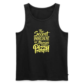 The Secret Ingredient is always Pizza - Männer Premium Bio Tank Top - Schwarz - Vorne - AI Model Male 178 light (178cm)