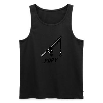 Cadeau papy pêcheur - Débardeur bio Premium Homme - noir - Devant - AI Model Male 178 light (178cm)