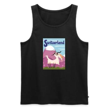 Switzerland vintage travel poster - Men's Premium Organic Tank Top - black - Front - AI Model Male 178 light (178cm)