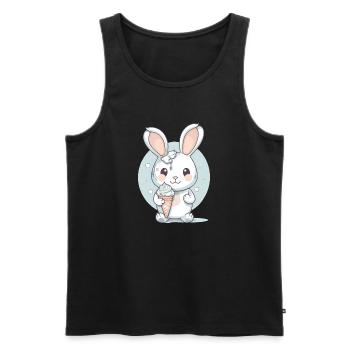 Summer indulgence: Rabbit with ice cream - Men's Premium Organic Tank Top - black - Front - AI Model Male 178 light (178cm)