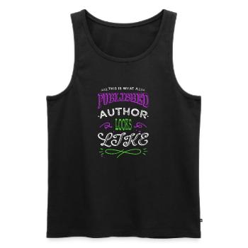 rédacteur blague auteur livre geek littéraire - Débardeur bio Premium Homme - noir - Devant - AI Model Male 178 light (178cm)