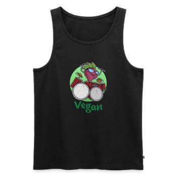 Schlagzeug Rettich Garten Salat Veganer Vegan - Männer Premium Bio Tank Top - Schwarz - Vorne - AI Model Male 178 light (178cm)