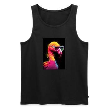 Flamingo With Sunglasses - Männer Premium Bio Tank Top - Schwarz - Vorne - AI Model Male 178 light (178cm)