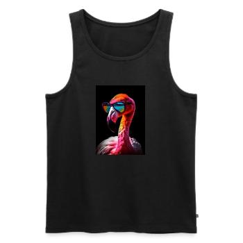 Flamingo With Sunglasses - Männer Premium Bio Tank Top - Schwarz - Vorne - AI Model Male 178 light (178cm)