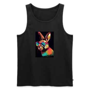 Rabbit with Sunglasses - Männer Premium Bio Tank Top - Schwarz - Vorne - AI Model Male 178 light (178cm)