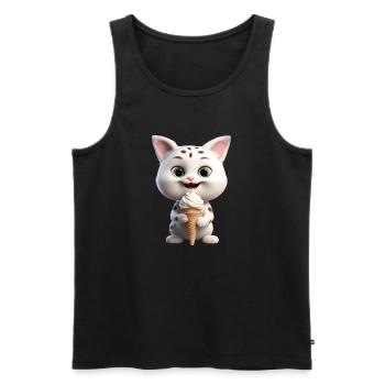 Katze mit Eis - Männer Premium Bio Tank Top - Schwarz - Vorne - Michal (187cm)