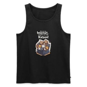 Lustiges T-Shirt "Sei wie das Internet..." - Männer Premium Bio Tank Top - Schwarz - Vorne - AI Model Male 178 light (178cm)