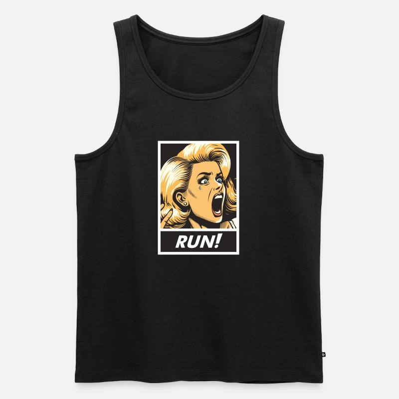 Retro-Laufmädchen - Männer Premium Bio Tank Top - Schwarz
