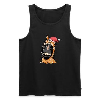 Schönes Palomino-Pferd mit Weihnachtsmannmütze für - Männer Premium Bio Tank Top - Schwarz - Vorne - AI Model Male 178 light (178cm)