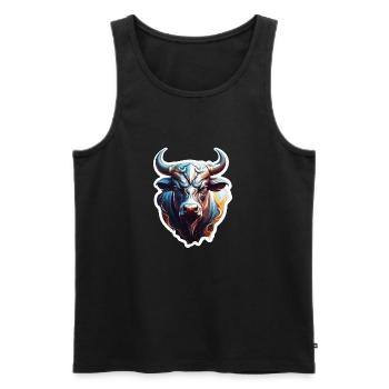 Stier / Bulle / Tier / Hörner / Stierkampf - Männer Premium Bio Tank Top - Schwarz - Vorne - AI Model Male 178 light (178cm)