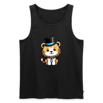 Cute lion with hat and tie - Men's Premium Organic Tank Top - black - Front - Michal (187cm)