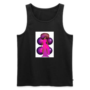 PINK AFRO BUBBLE WOMAN - Men's Premium Organic Tank Top - black - Front - AI Model Male 178 light (178cm)