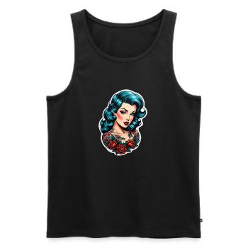 Rockabilly / Pin-up / Années 50 - Débardeur bio Premium Homme - noir - Devant - Michal (187cm)