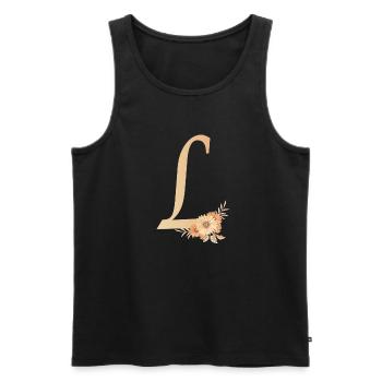 Letter L with flowers - Men's Premium Organic Tank Top - black - Front - Michal (187cm)