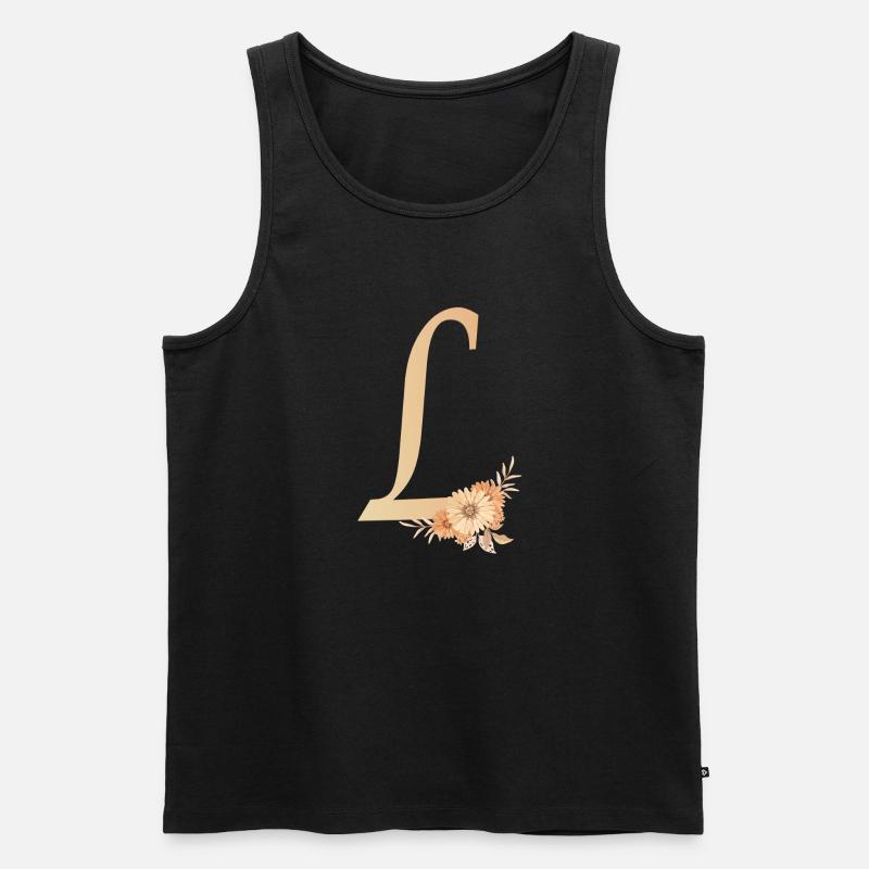 Buchstabe L mit Blumen - Männer Premium Bio Tank Top - Schwarz