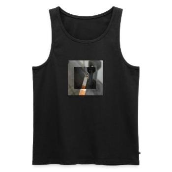 received 1027507984917879 - Men's Premium Organic Tank Top - black - Front - Michal (187cm)