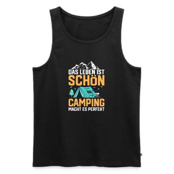Life Is Beautiful - Camping Makes It Perfect Url - Men's Premium Organic Tank Top - black - Front - Michal (187cm)