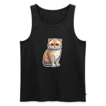 Scottish Fold Katze - Männer Premium Bio Tank Top - Schwarz - Vorne - AI Model Male 178 light (178cm)