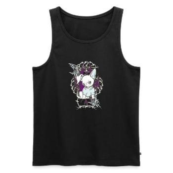 spitz - Männer Premium Bio Tank Top - Schwarz - Vorne - AI Model Male 178 light (178cm)