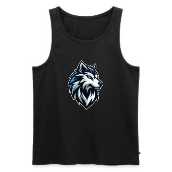 Wolf Illustration Emblem - Men's Premium Organic Tank Top - black - Front - Michal (187cm)
