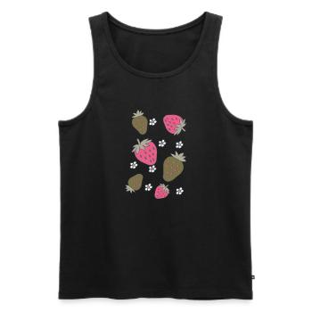 Fraises Rose Vert - Débardeur bio Premium Homme - noir - Devant - Michal (187cm)