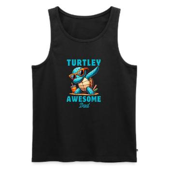 Dabbing Turtle Ocean Animal Lover Dad Father's Day - Men's Premium Organic Tank Top - black - Front - Michal (187cm)