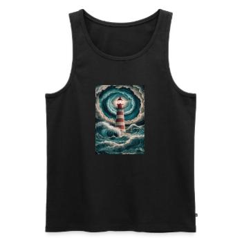 Leuchtturm Segeln Schifffahrt Ocean - Männer Premium Bio Tank Top - Schwarz - Vorne - AI Model Male 178 light (178cm)