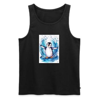 Pinguin Pinguine Tier Animal - Männer Premium Bio Tank Top - Schwarz - Vorne - AI Model Male 178 light (178cm)
